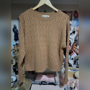 DKNY Jeans Camel Cable Knit Sweater